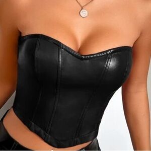 hanky hem leather tube top